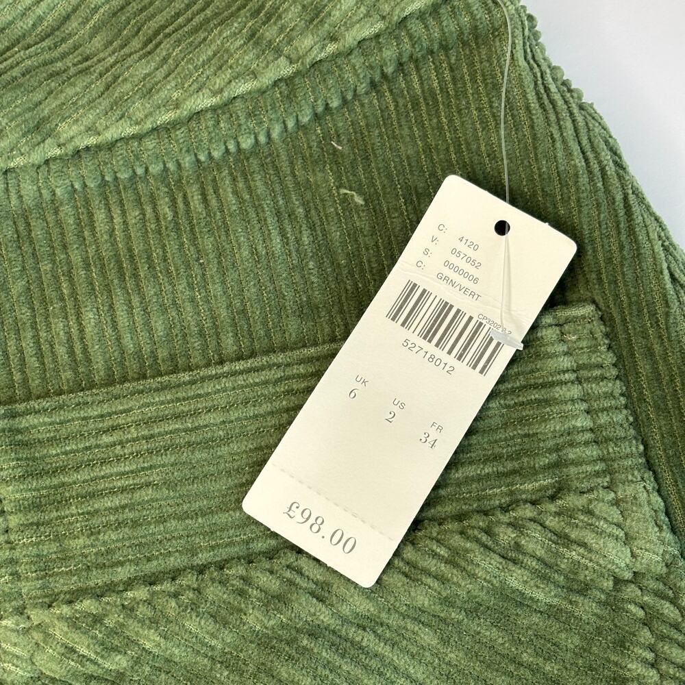 Anthropologie Pilcro Green Corduroy Button Front Pencil Midi Skirt NWT 2 - Picture 8 of 11
